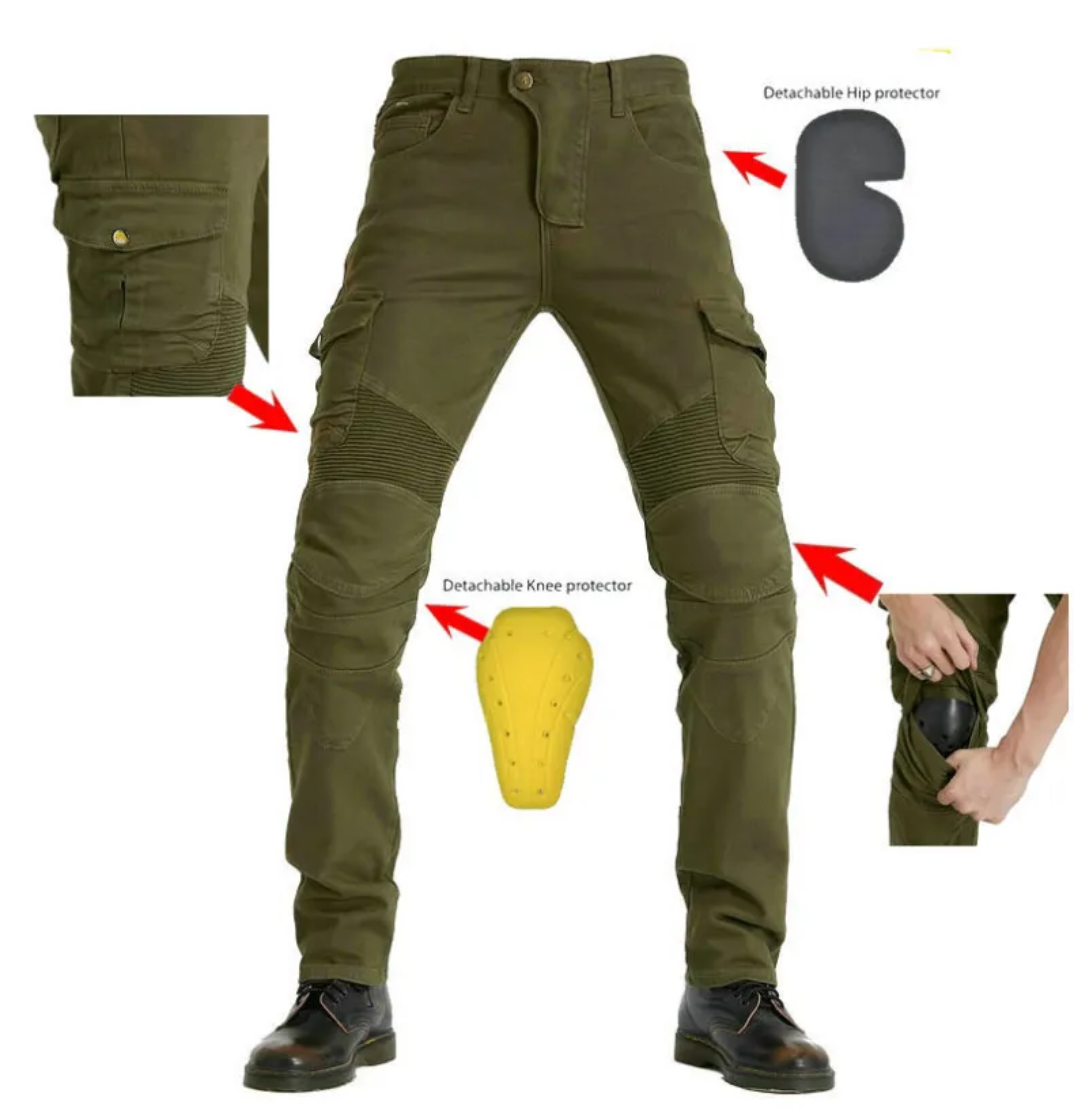 Pantalon Jean Cargo Verde